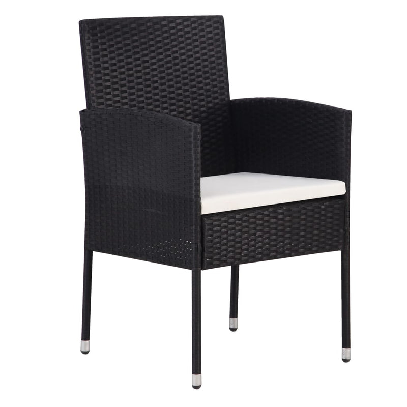 vidaXL 4 db fekete polyrattan kerti szék krémfehér párnákkal