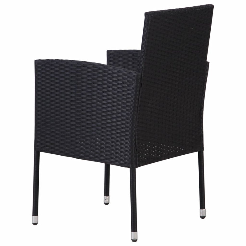 vidaXL 4 db fekete polyrattan kerti szék krémfehér párnákkal