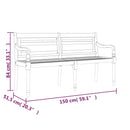 vidaXL tömör tíkfa Batavia pad királykék párnával 150 cm