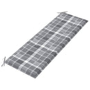 vidaXL tömör tíkfa Batavia pad Szürke kockás mintával párnával 150 cm