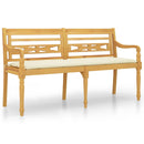 vidaXL tömör tíkfa Batavia pad krémszínű párnával 150 cm