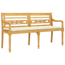vidaXL tömör tíkfa Batavia pad krémszínű párnával 150 cm