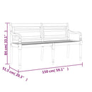 vidaXL tömör tíkfa Batavia pad tópszínű párnával 150 cm