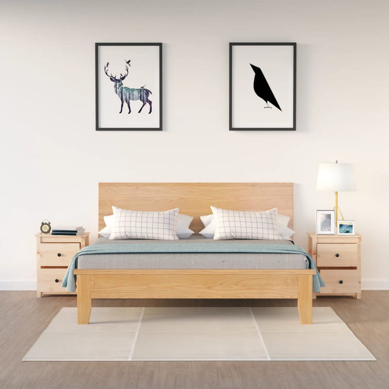 vidaXL 2 darab tömör fenyőfa éjjeliszekrény 50 x 35 x 61,5 cm