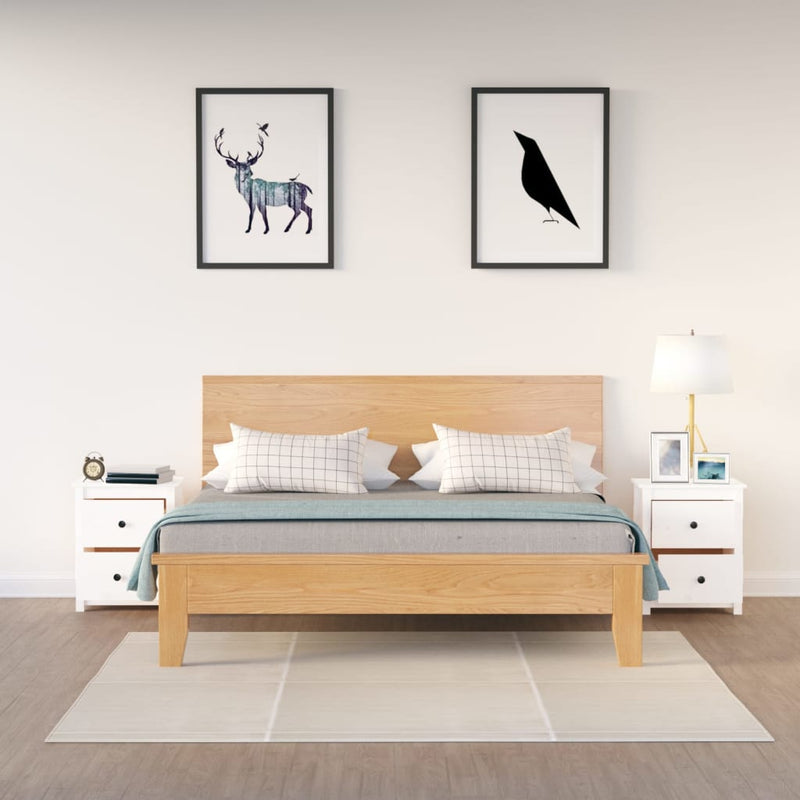 vidaXL fehér 2 darab tömör fenyőfa éjjeliszekrény 50x35x61,5 cm