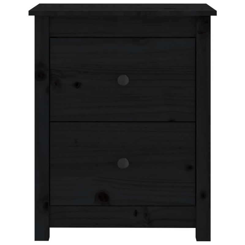 vidaXL fekete tömör fenyőfa éjjeliszekrény 50x35x61,5 cm