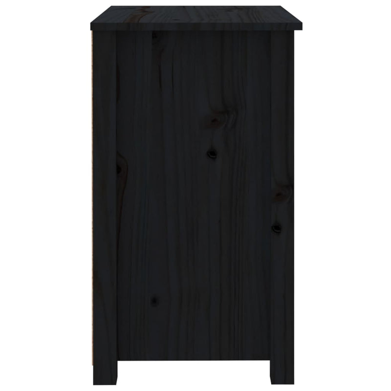 vidaXL fekete tömör fenyőfa éjjeliszekrény 50x35x61,5 cm