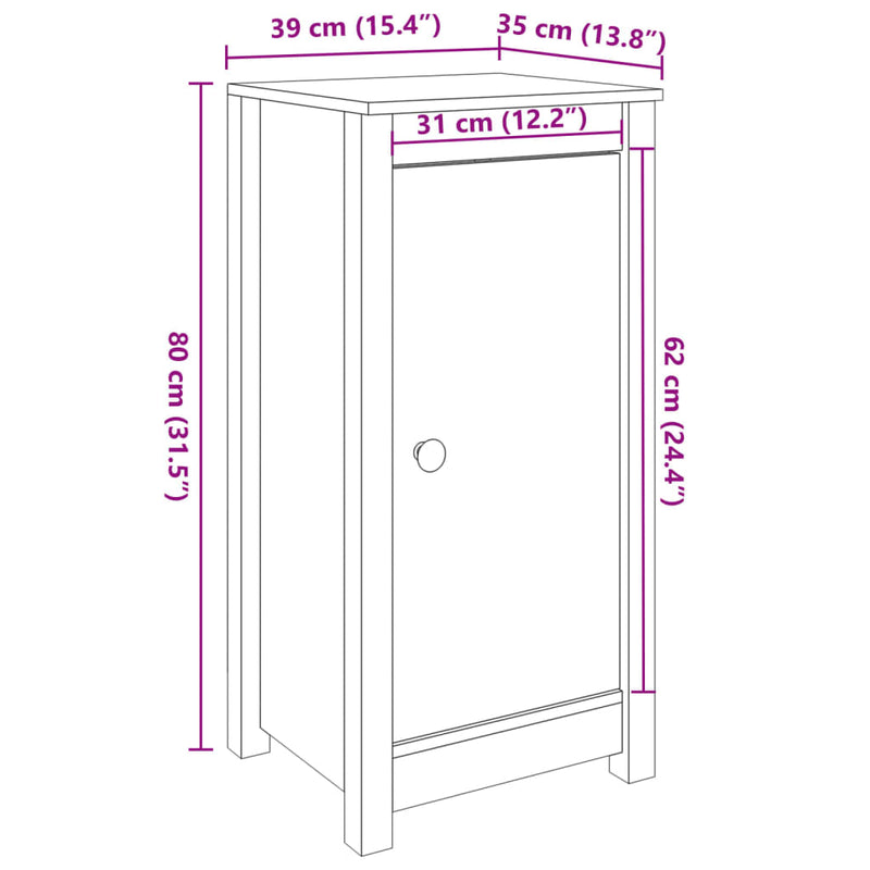 vidaXL 2 db fehér tömör fenyőfa tálalószekrény 39x35x80 cm