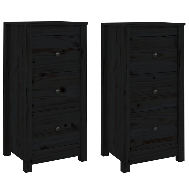 vidaXL 2 db fekete tömör fenyőfa tálalószekrény 40 x 35 x 80 cm