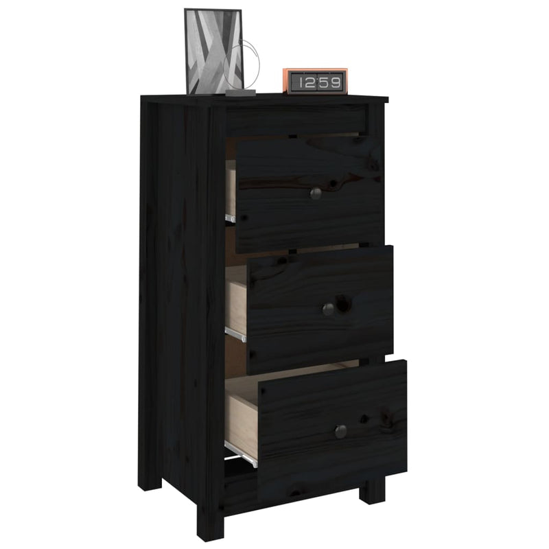 vidaXL 2 db fekete tömör fenyőfa tálalószekrény 40 x 35 x 80 cm