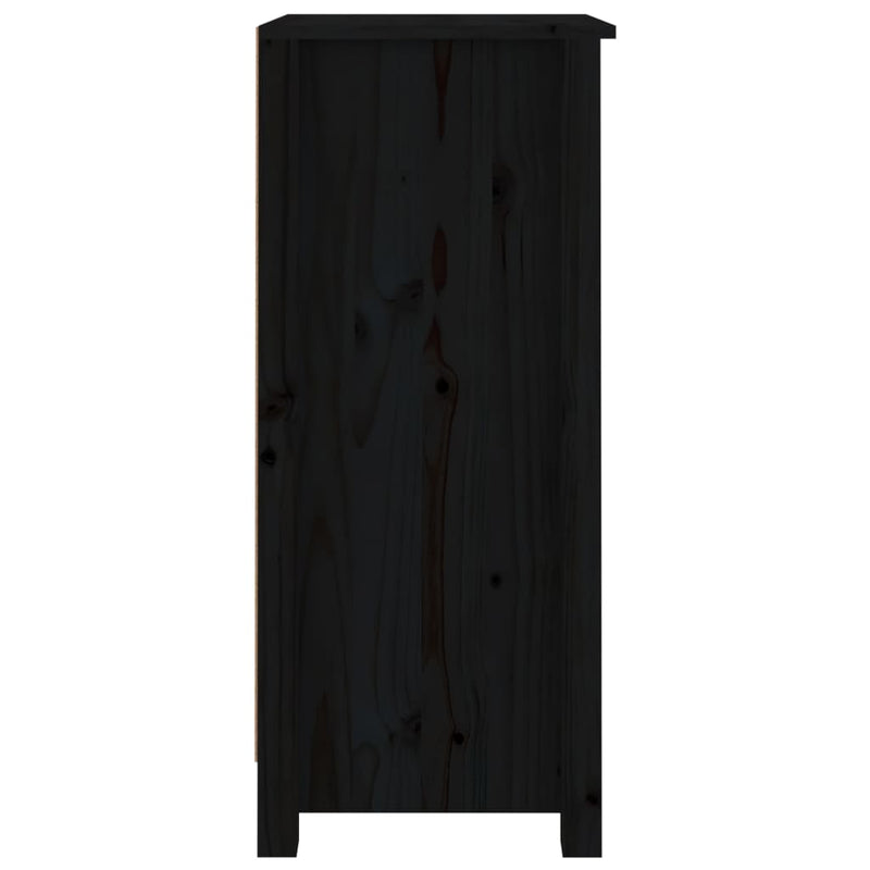 vidaXL 2 db fekete tömör fenyőfa tálalószekrény 40 x 35 x 80 cm