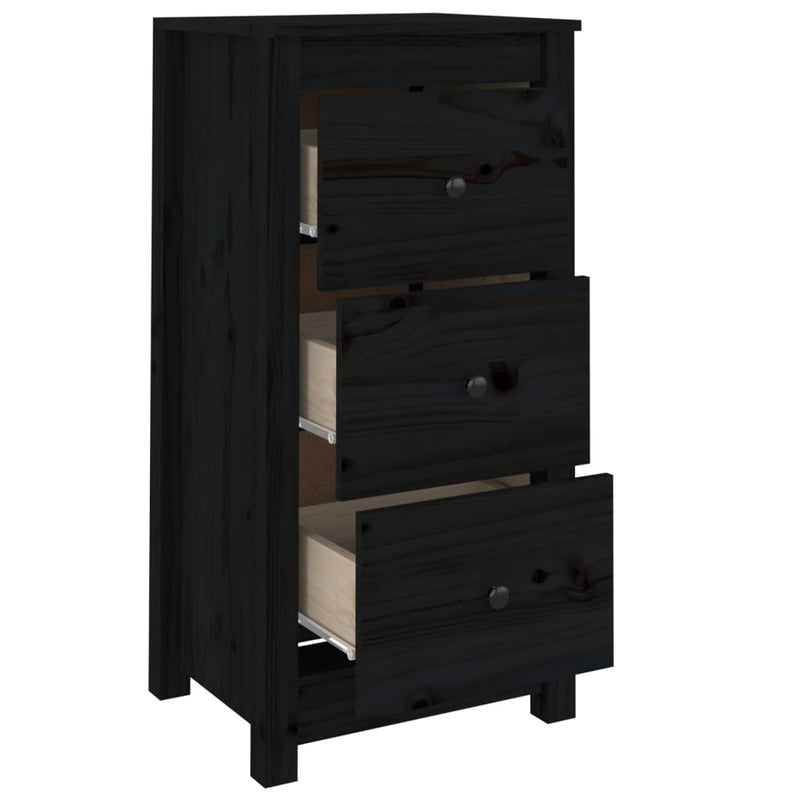 vidaXL 2 db fekete tömör fenyőfa tálalószekrény 40 x 35 x 80 cm