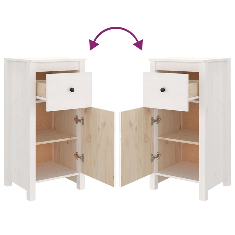 vidaXL fehér tömör fenyőfa tálalószekrény 40 x 35 x 80 cm