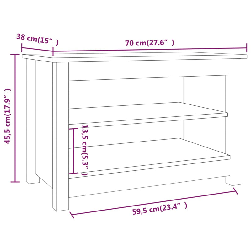 vidaXL tömör fenyőfa cipőtároló pad 70 x 38 x 45,5 cm