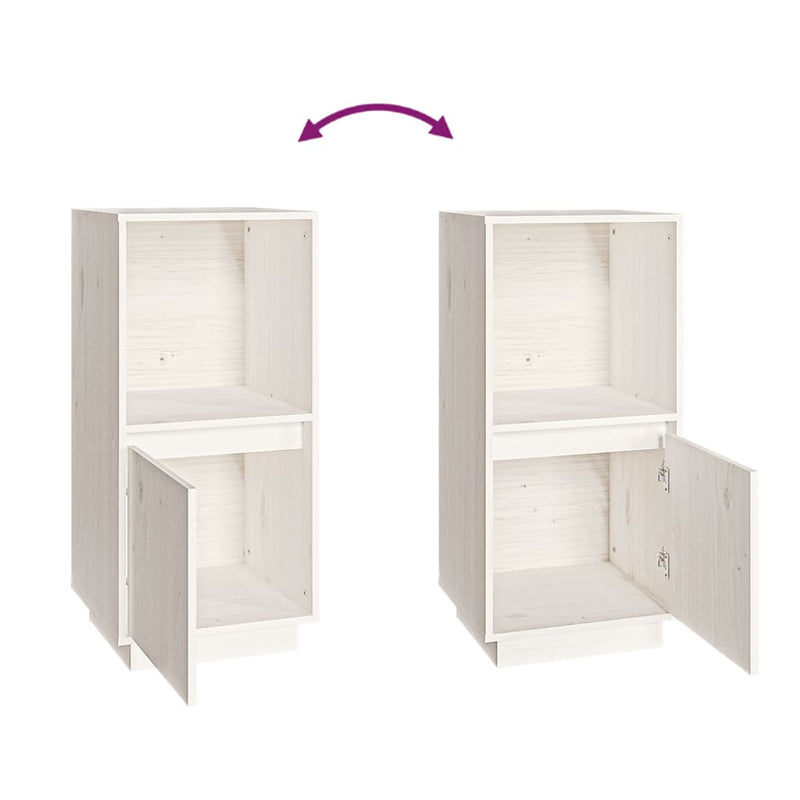 vidaXL fehér tömör fenyőfa tálalószekrény 38x35x80 cm