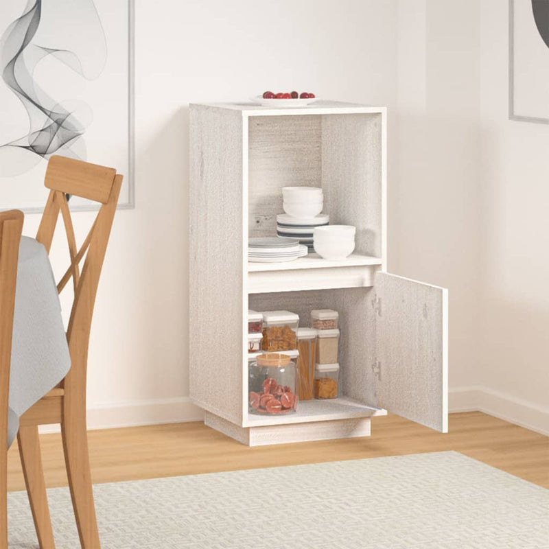 vidaXL fehér tömör fenyőfa tálalószekrény 38x35x80 cm