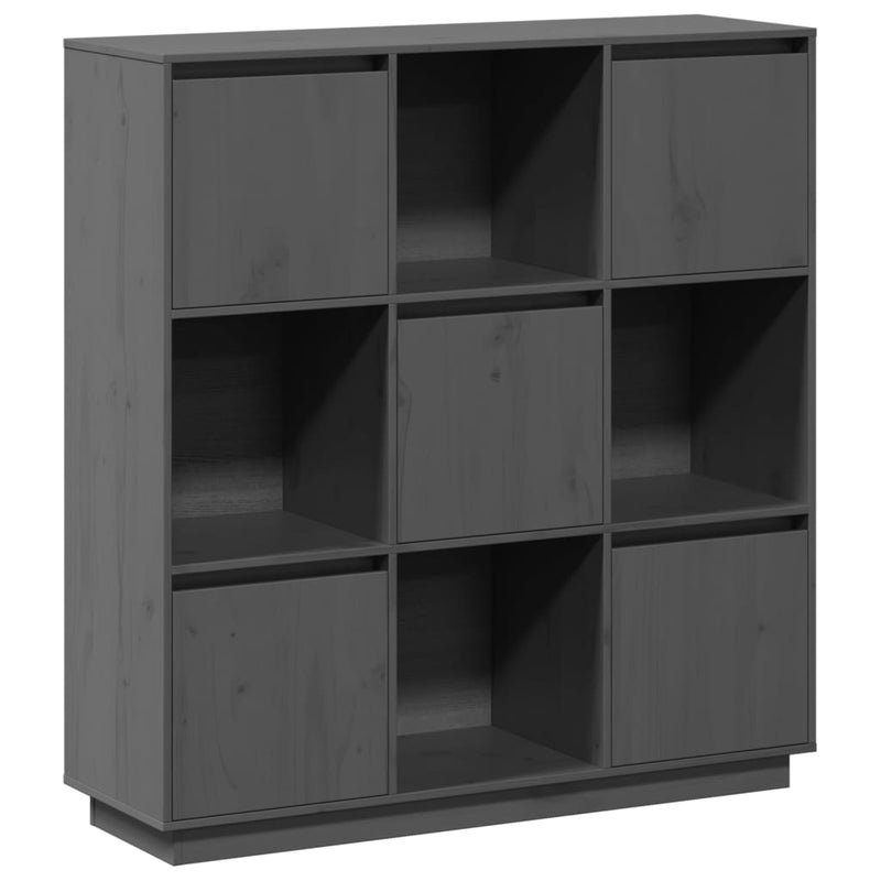 vidaXL szürke tömör fenyőfa magasszekrény 110,5x35x117 cm