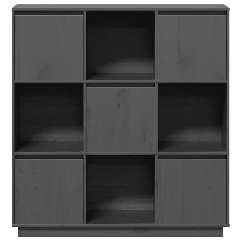 vidaXL szürke tömör fenyőfa magasszekrény 110,5x35x117 cm