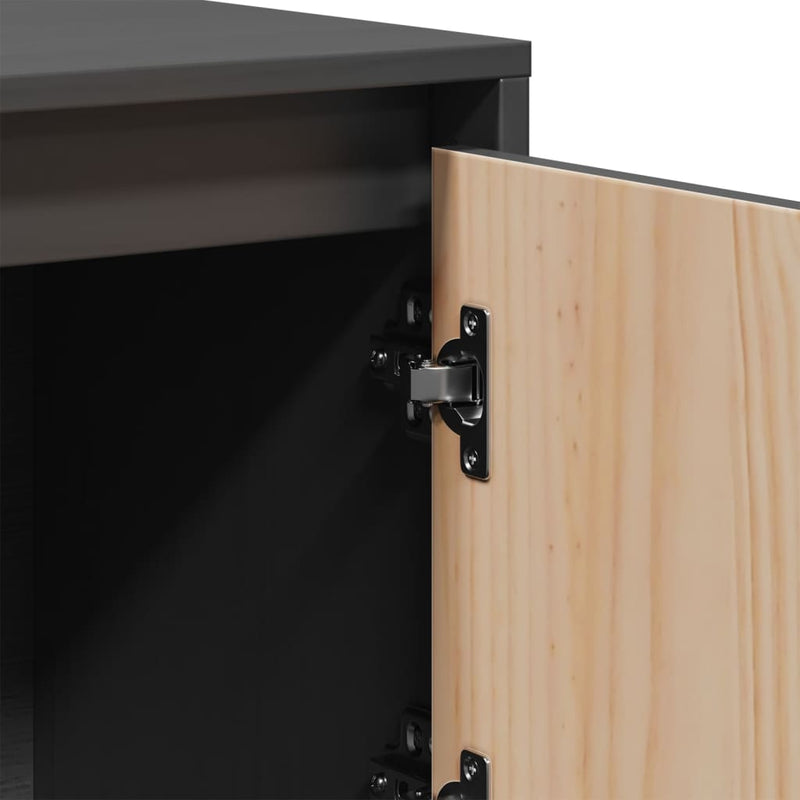 vidaXL szürke tömör fenyőfa magasszekrény 110,5x35x117 cm