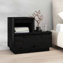 vidaXL 2 db fekete tömör fenyőfa éjjeliszekrény 60 x 34 x 51 cm