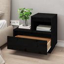 vidaXL 2 db fekete tömör fenyőfa éjjeliszekrény 60 x 34 x 51 cm