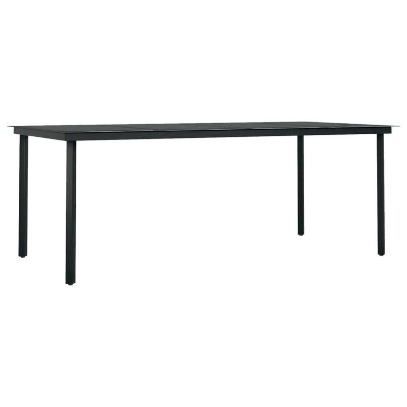 vidaXL fekete acél és üveg kerti étkezőasztal 200 x 100 x 74 cm