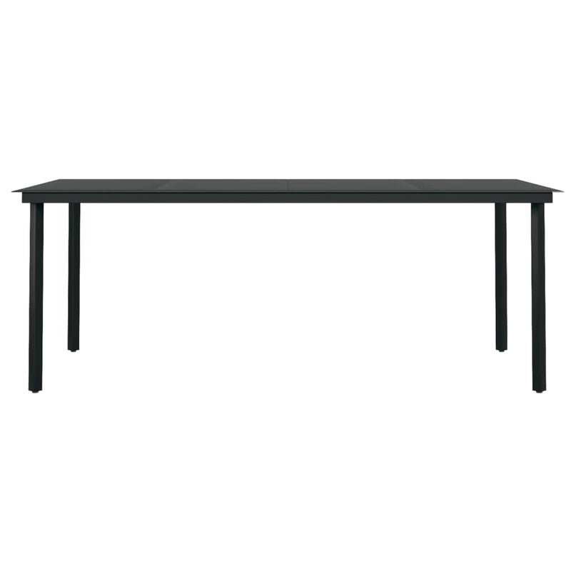 vidaXL fekete acél és üveg kerti étkezőasztal 200 x 100 x 74 cm