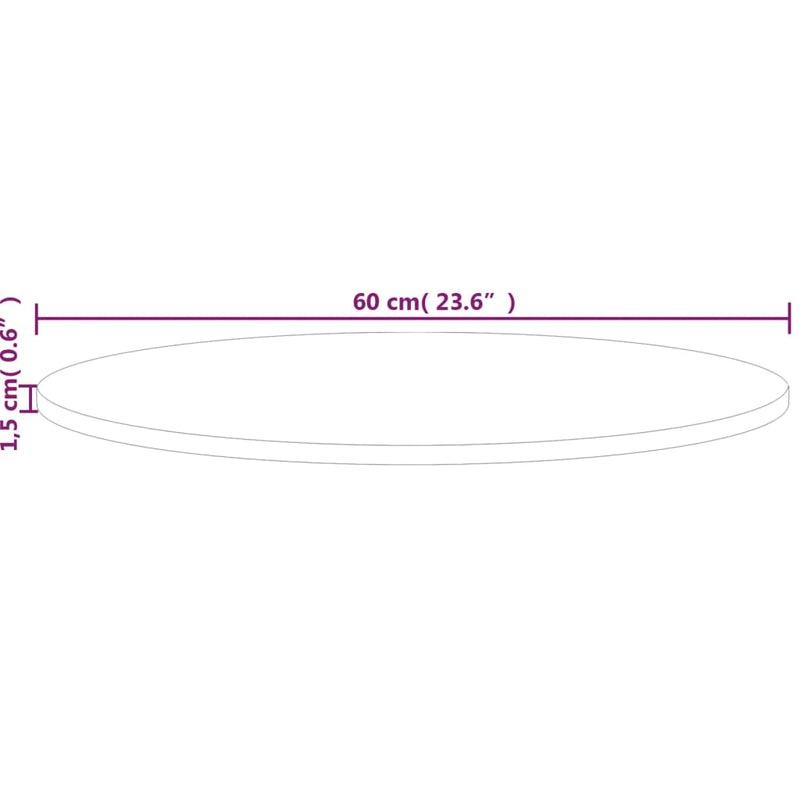 vidaXL kerek kezeletlen tömör tölgyfa asztallap Ø60 x 1,5 cm