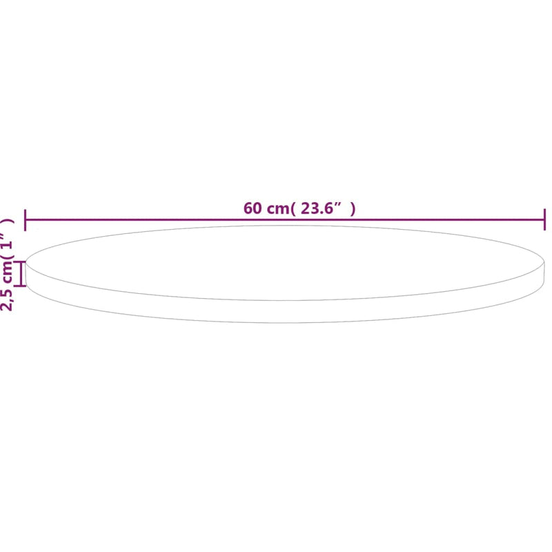 vidaXL kerek kezeletlen tömör tölgyfa asztallap Ø60 x 2,5 cm