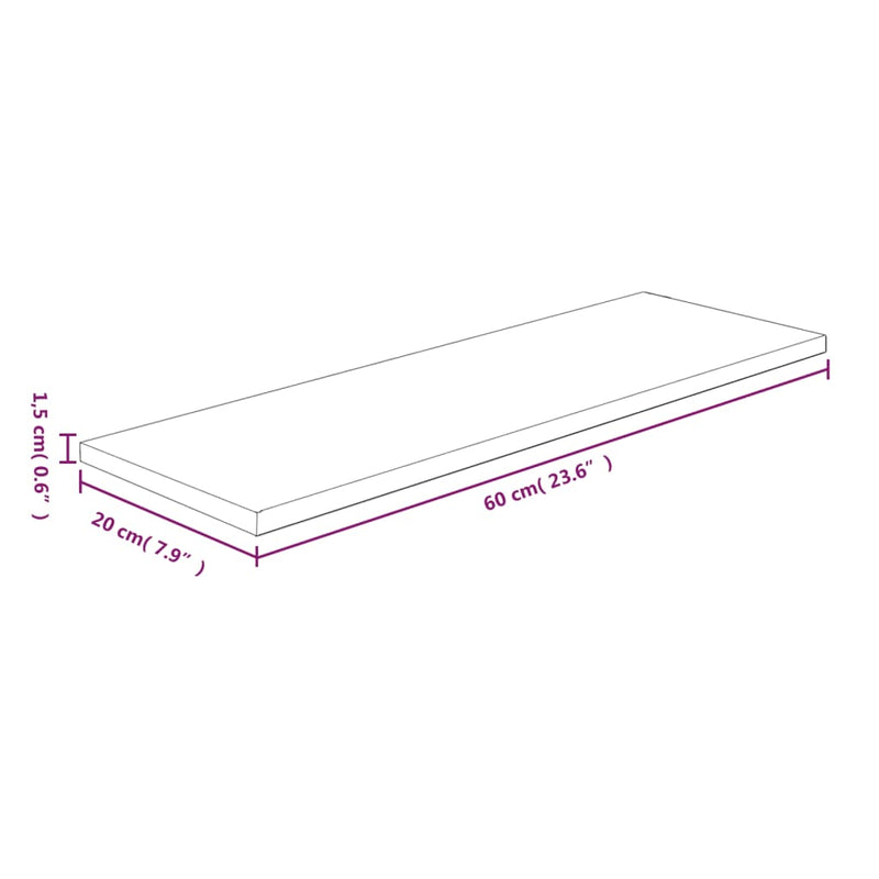 vidaXL kezeletlen tömör tölgyfa polclap 60 x 20 x 1,5 cm
