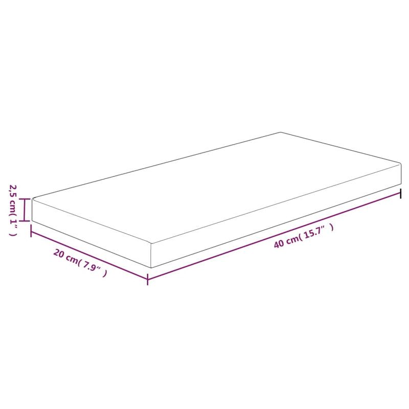 vidaXL kezeletlen tömör tölgyfa polclap 40 x 20 x 2,5 cm