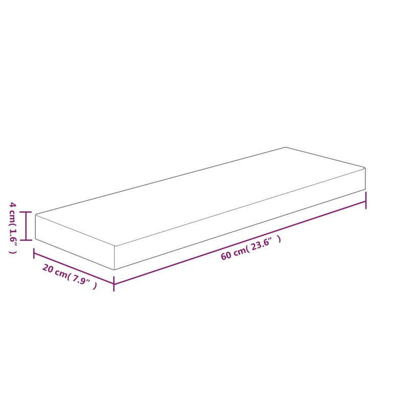 vidaXL kezeletlen tömör tölgyfa polclap 60x20x4 cm