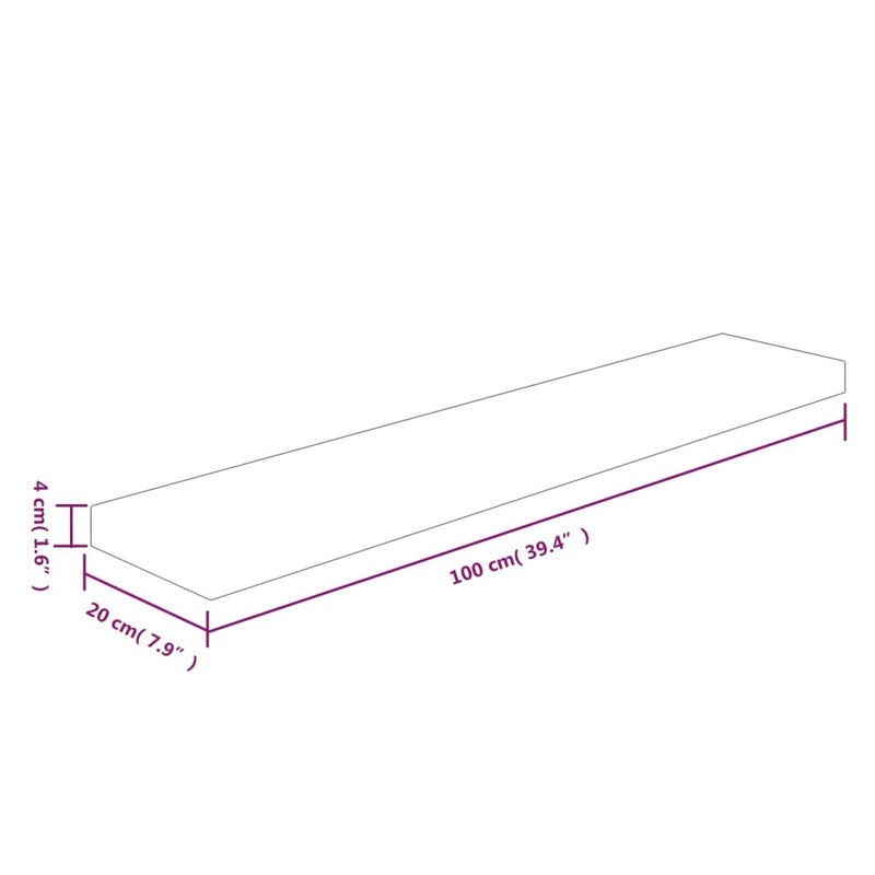 vidaXL kezeletlen tömör tölgyfa polclap 100x20x4 cm