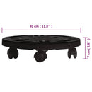 vidaXL fekete görgős virágtartó átmérő 30 cm 170 kg