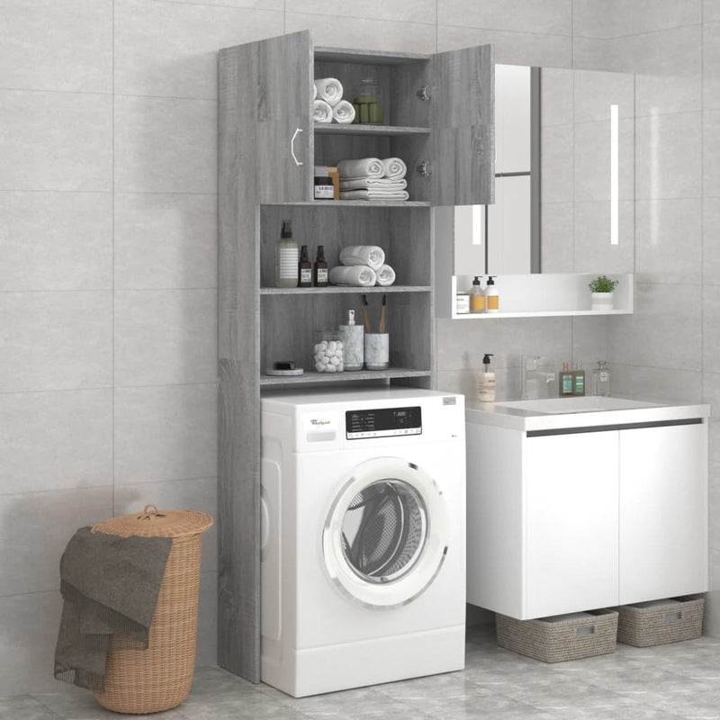 vidaXL szürke sonoma tölgy mosógépszekrény 64 x 25,5 x 190 cm