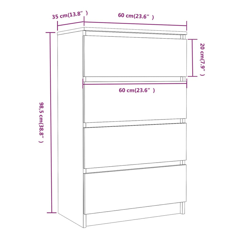 vidaXL füstös tölgy színű szerelt fa tálalószekrény 60 x 35 x 98,5 cm