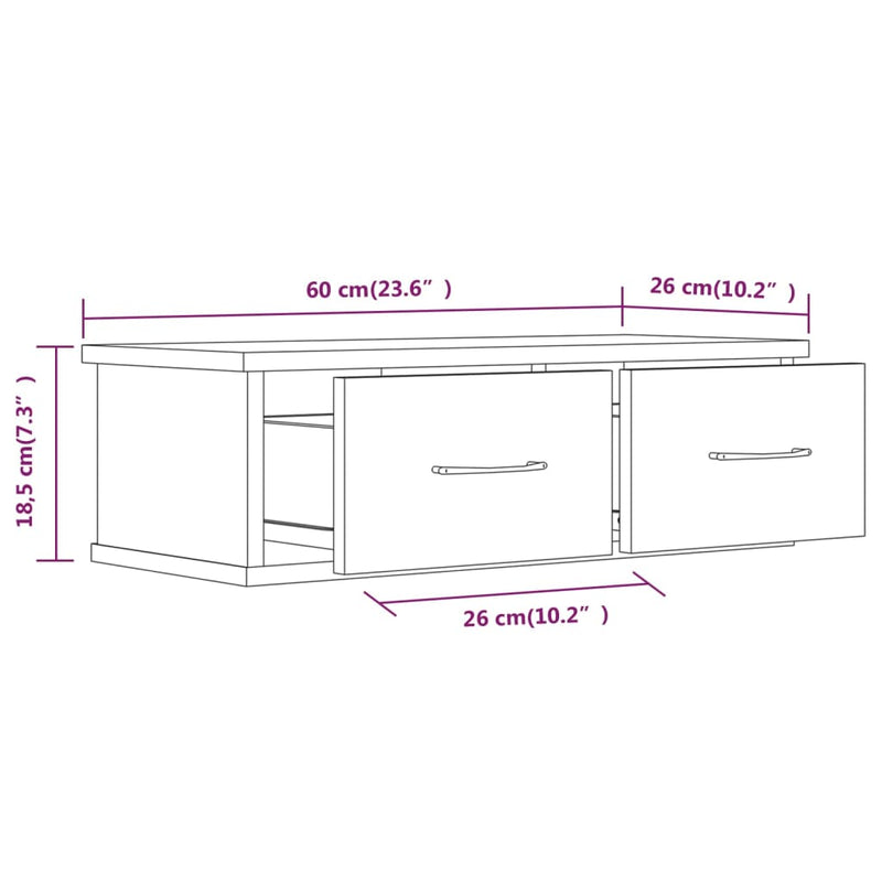 vidaXL füstös tölgy színű szerelt fa faliszekrény 60 x 26 x 18,5 cm
