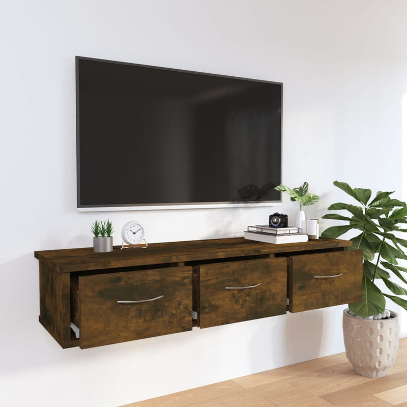 vidaXL füstös tölgy színű szerelt fa faliszekrény 88x26x18,5 cm