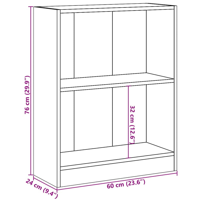 vidaXL füstös tölgy színű szerelt fa könyvespolc 60 x 24 x 76 cm