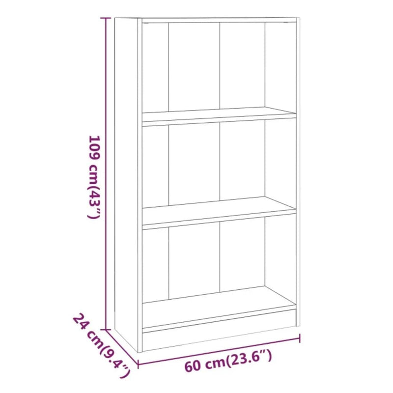 vidaXL barna tölgyszínű szerelt fa könyvszekrény 60 x 24 x 109 cm