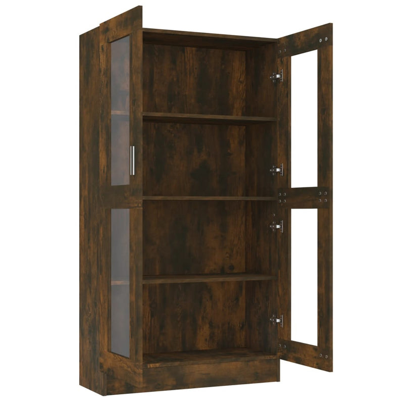 vidaXL füstös tölgy színű szerelt fa vitrinszekrény 82,5x30,5x150 cm