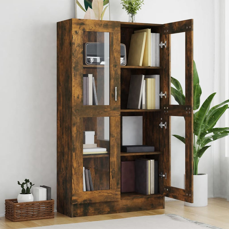 vidaXL füstös tölgy színű szerelt fa vitrinszekrény 82,5x30,5x150 cm