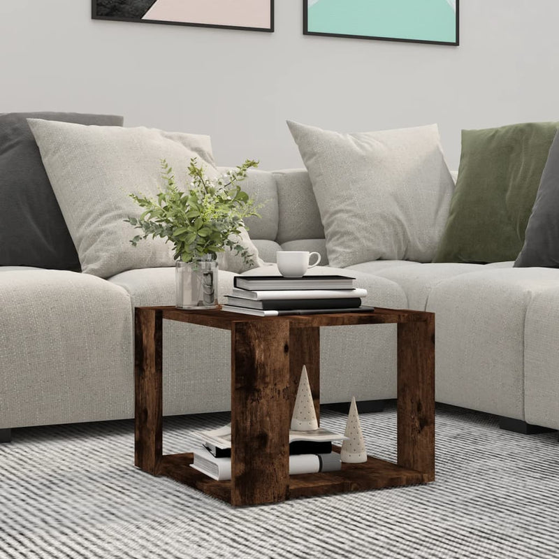 vidaXL füstös tölgy színű szerelt fa dohányzóasztal 40 x 40 x 30 cm