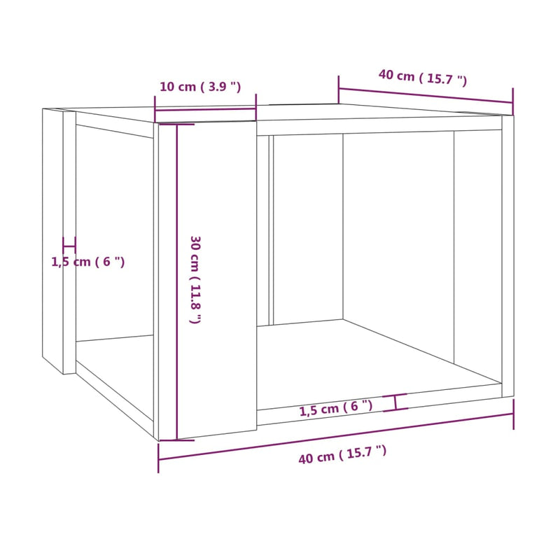 vidaXL barna tölgyszínű szerelt fa dohányzóasztal 40 x 40 x 30 cm