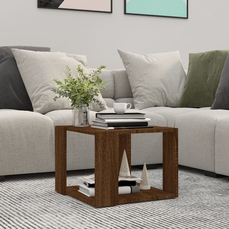 vidaXL barna tölgyszínű szerelt fa dohányzóasztal 40 x 40 x 30 cm