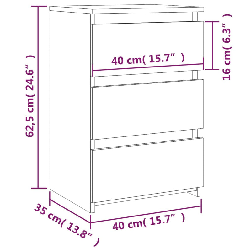 vidaXL 2 db szürke sonoma szerelt fa éjjeliszekrény 40x35x62,5 cm