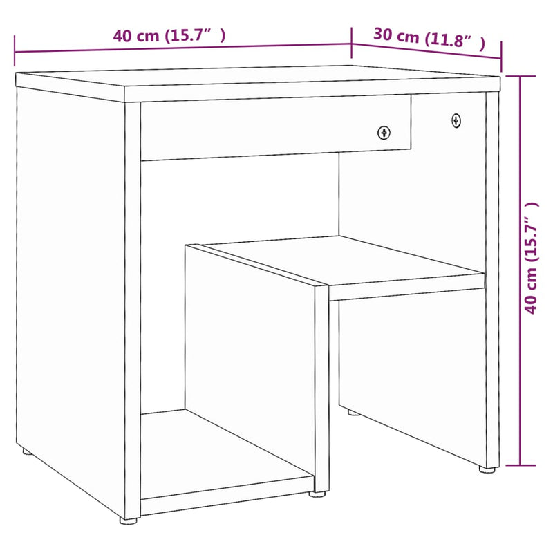 vidaXL 2 db szürke sonoma szerelt fa éjjeliszekrény 40 x 30 x 40 cm