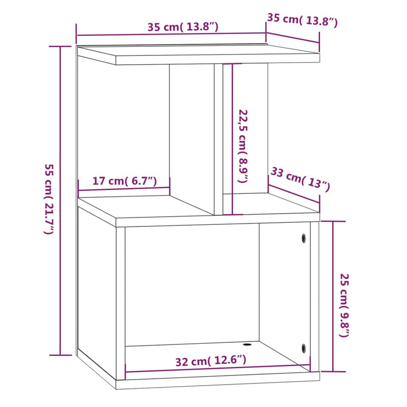 vidaXL 2 db barna tölgy színű szerelt fa éjjeliszekrény 35x35x55 cm