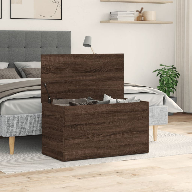 vidaXL barna tölgyszínű szerelt fa tárolóláda 84 x 42 x 46 cm
