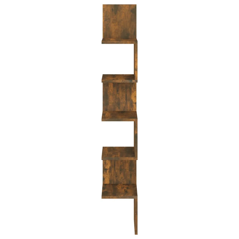 vidaXL füstös tölgy színű szerelt fa fali sarokpolc 20x20x127,5 cm